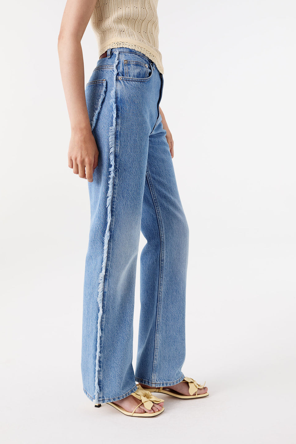 Denim droit à franges