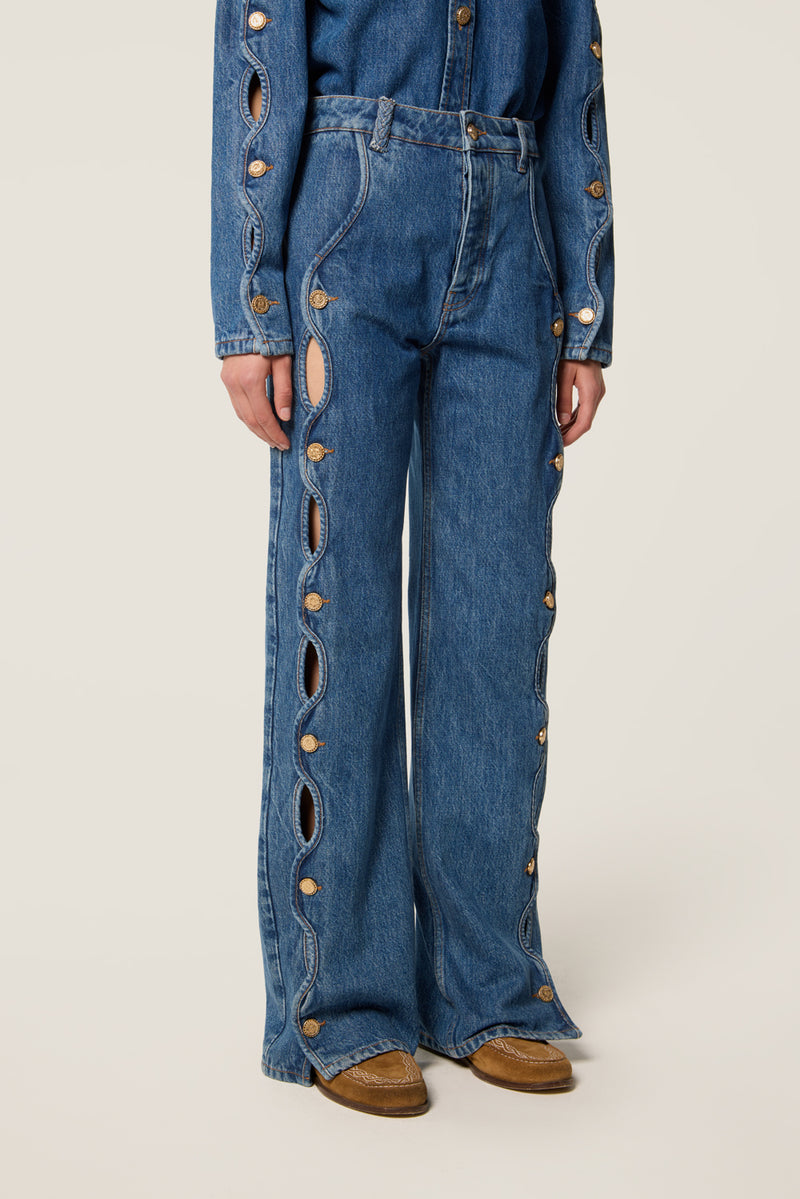 Cut-out denim