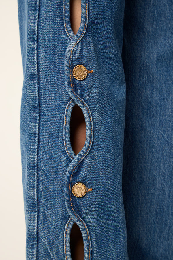 Cut-out denim