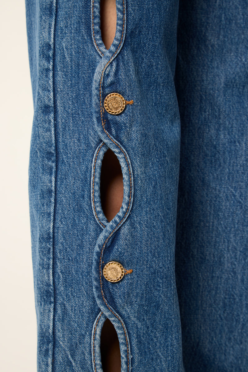 Cut-out denim