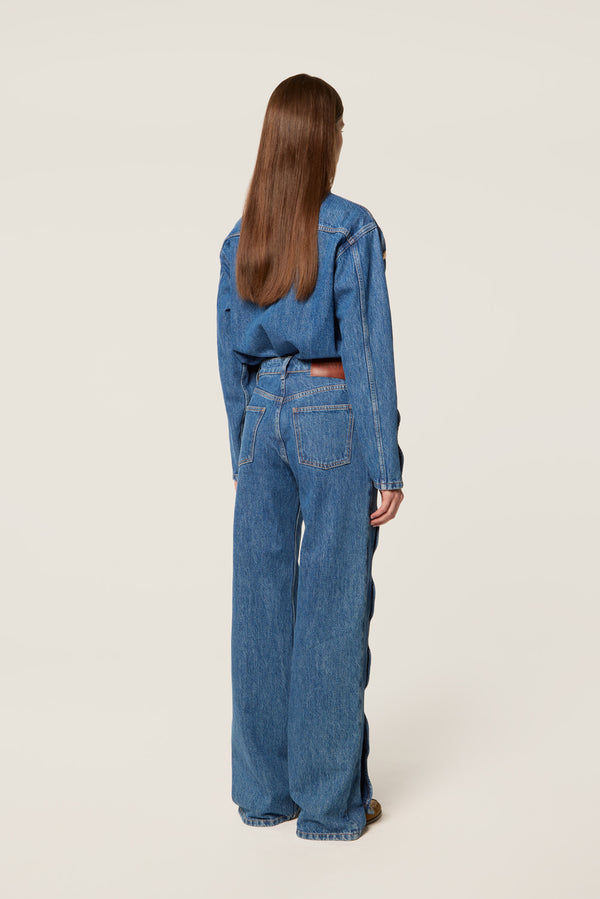 Cut-out denim