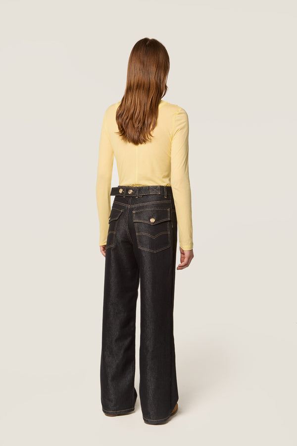 Shiny canvas denim