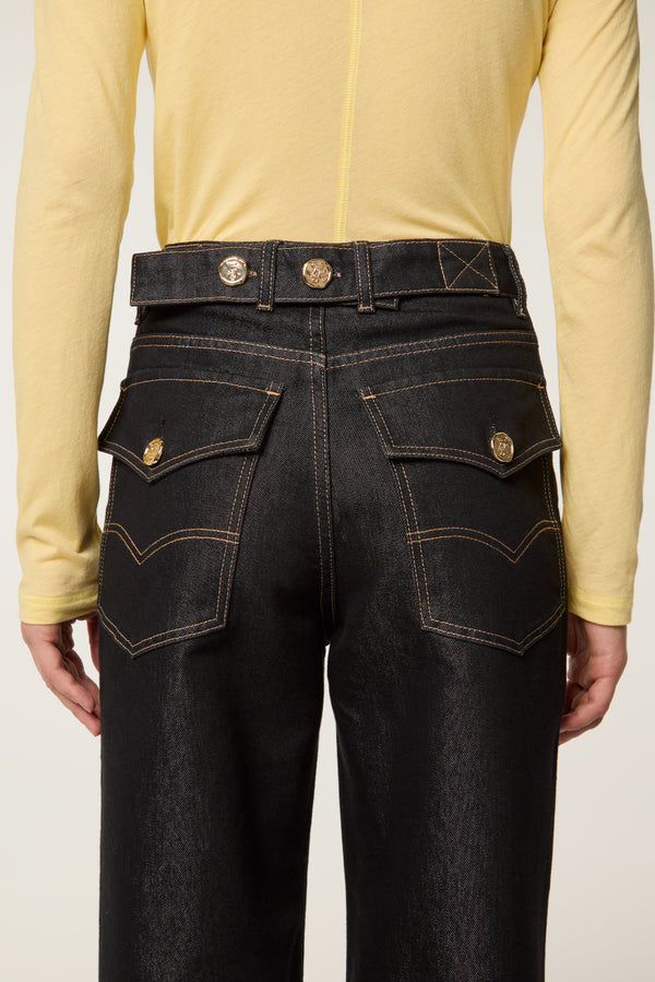 Shiny canvas denim