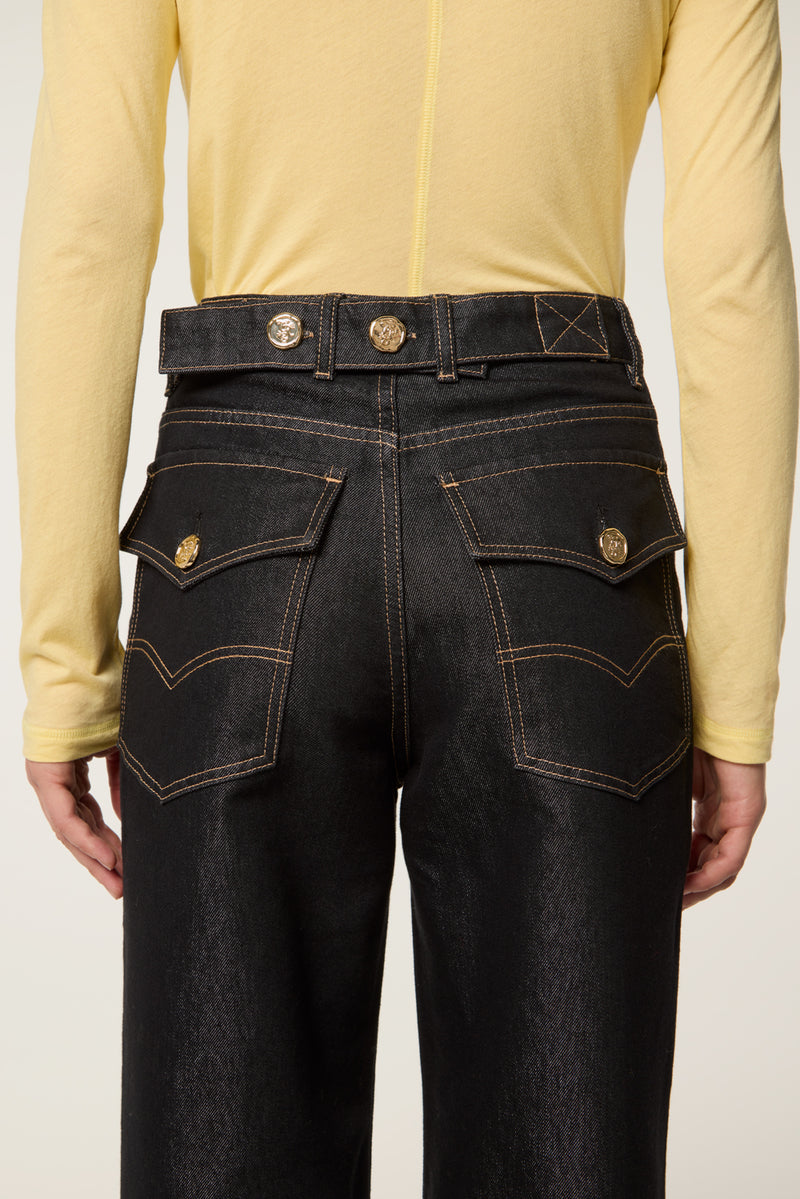 Shiny canvas denim