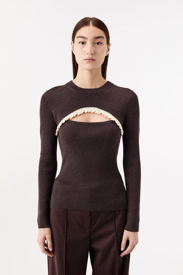 Feinstrickpullover mit Halbmond-Ausschnitt