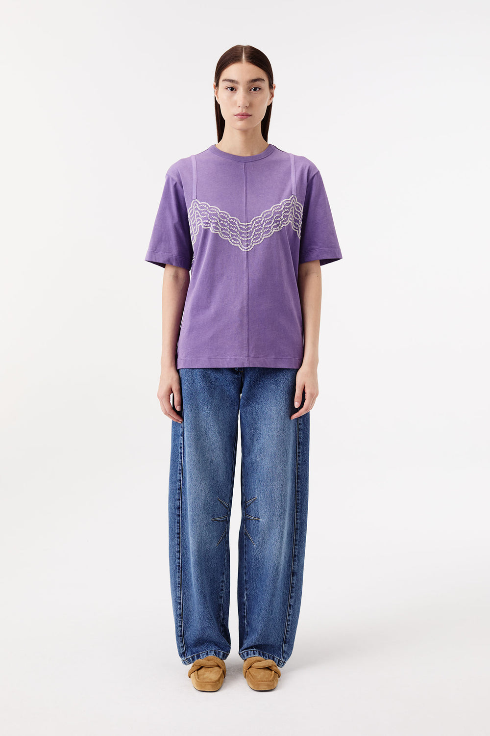 T-shirt with a lace-top look