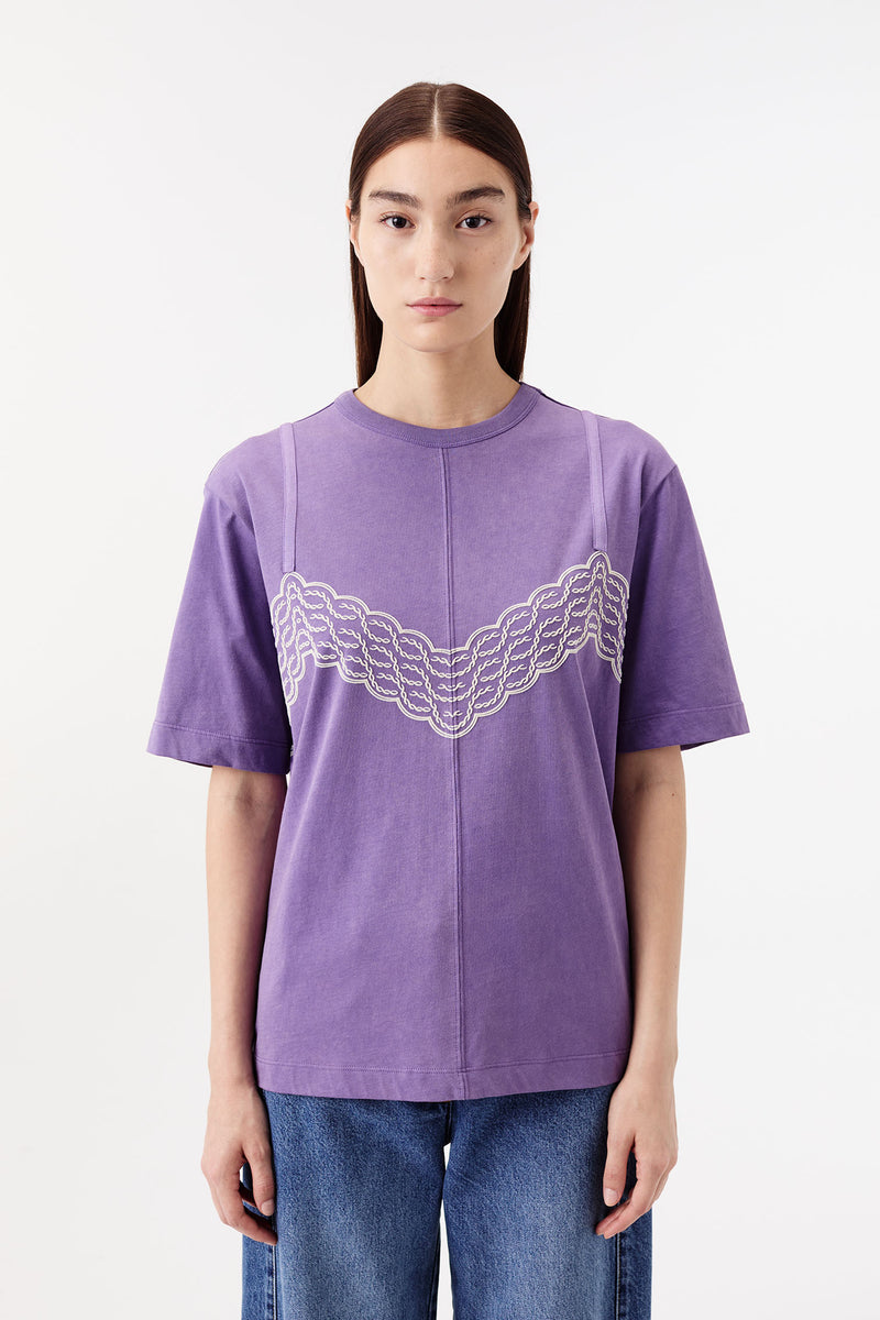 T-shirt with a lace-top look