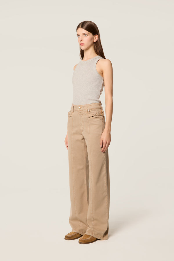Pants with mid-leg seam