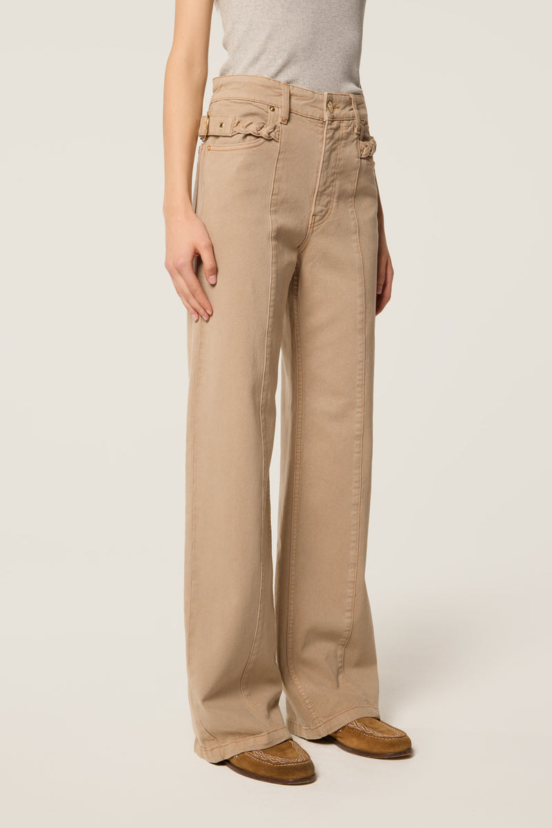 Pants with mid-leg seam