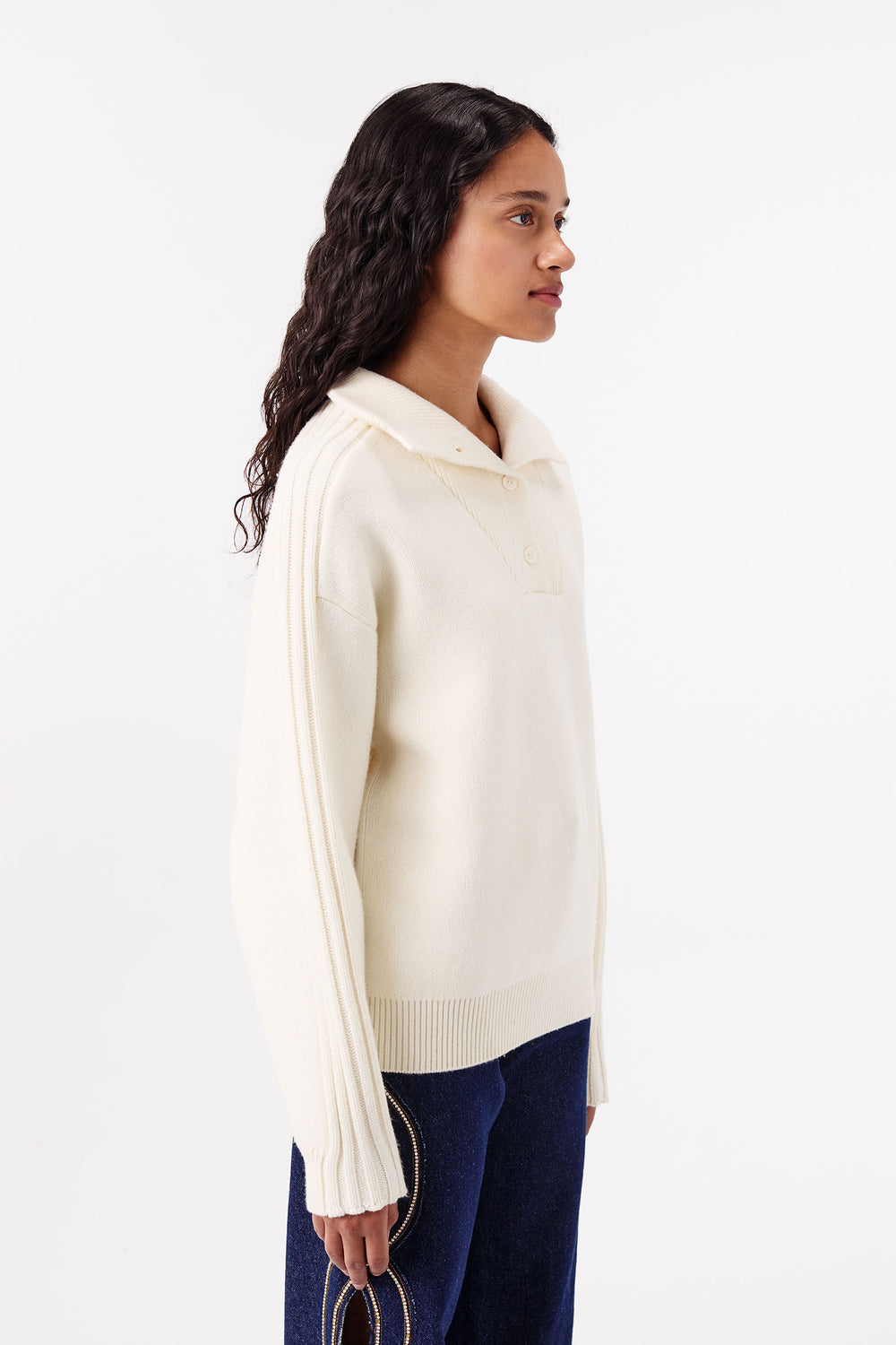 Thick Sweater with a Trucker Collar