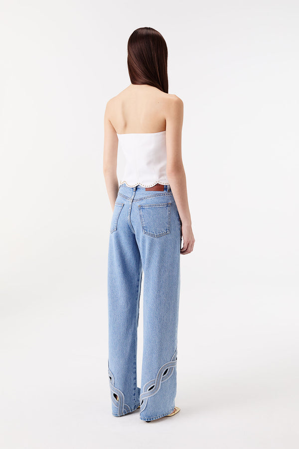 Denim à empiècement tresse