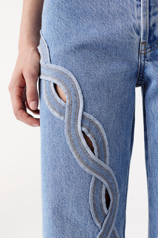 Denim à empiècement tresse