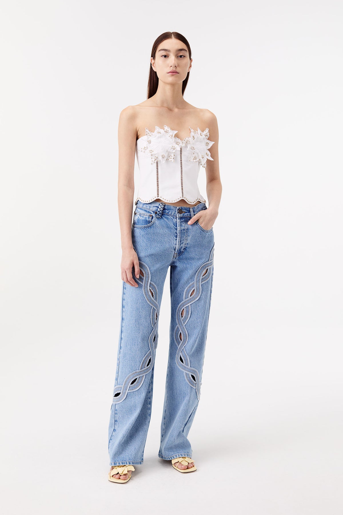 Bustier mit blumenverzierter Brustpartie