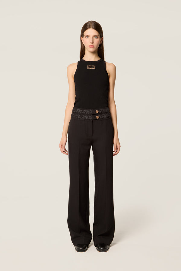 Pants with braided belt