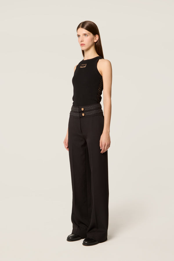 Pants with braided belt
