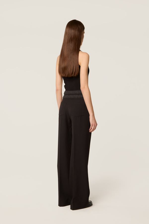 Pants with braided belt