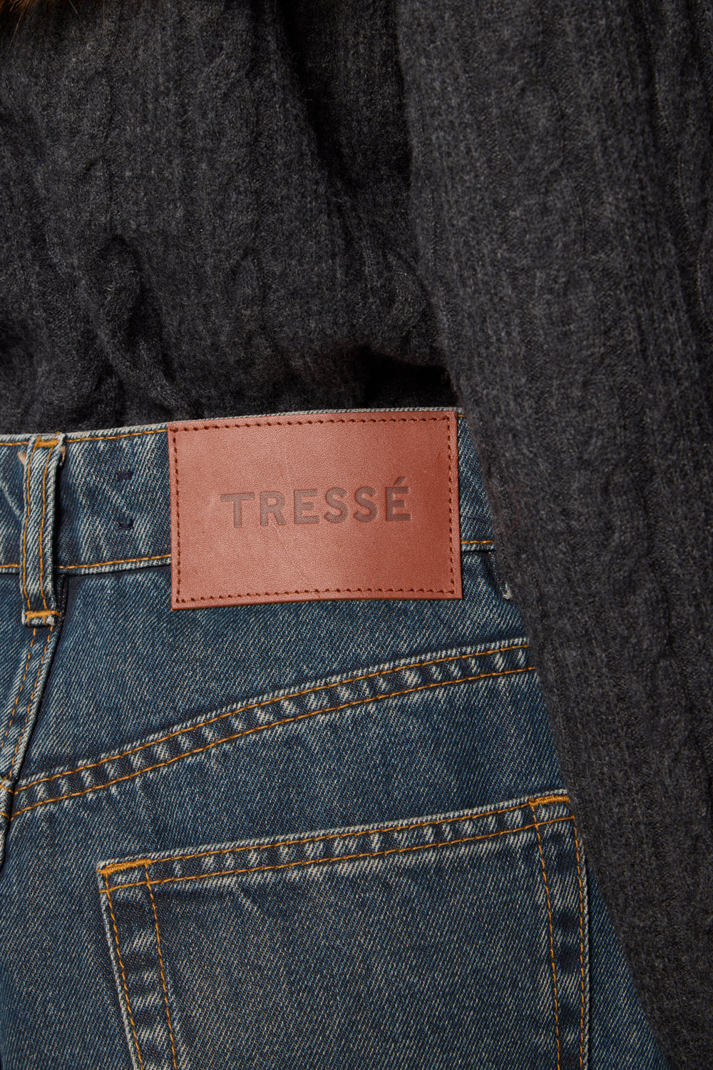 Topstitched denim