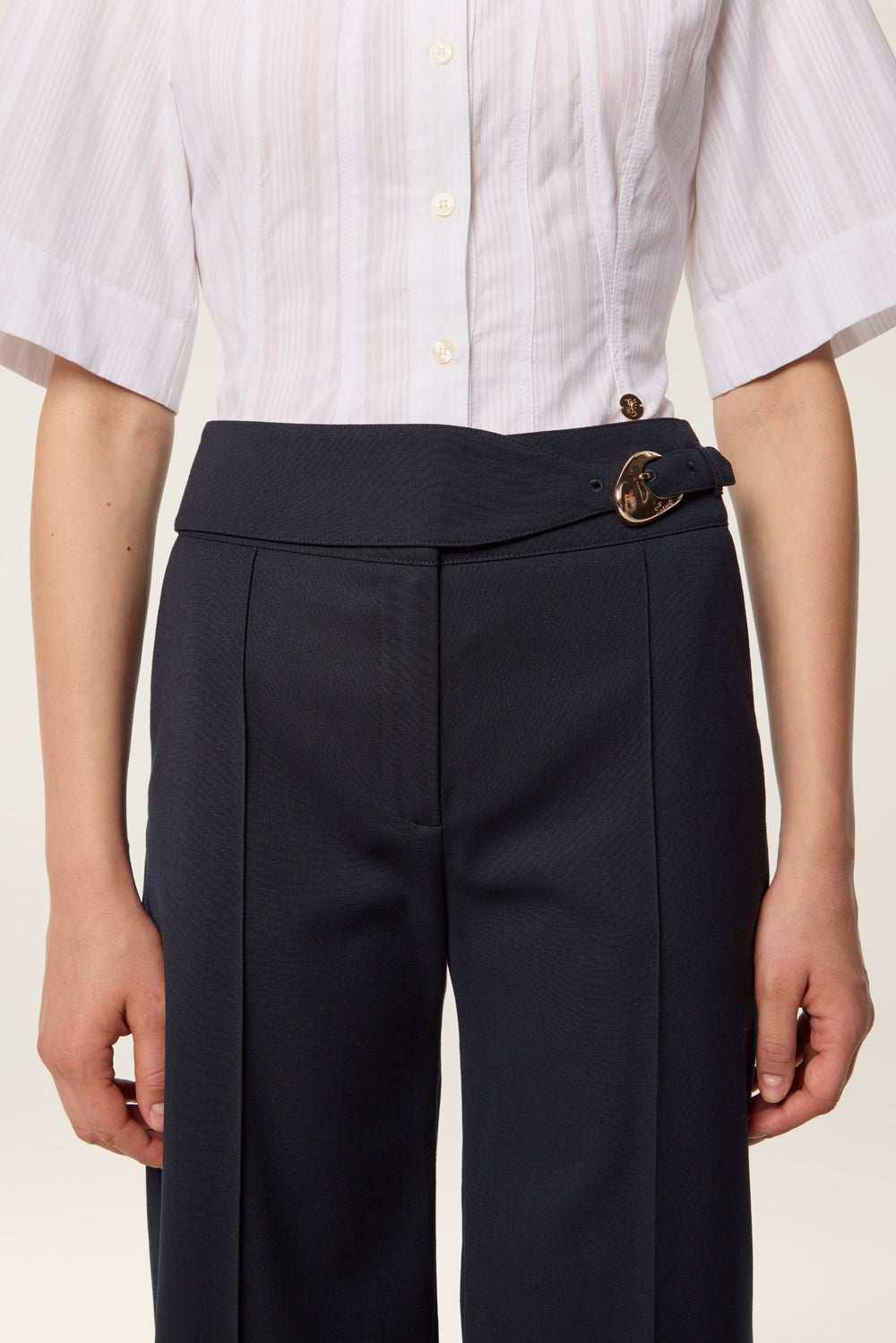 Buckled tailored trousers
