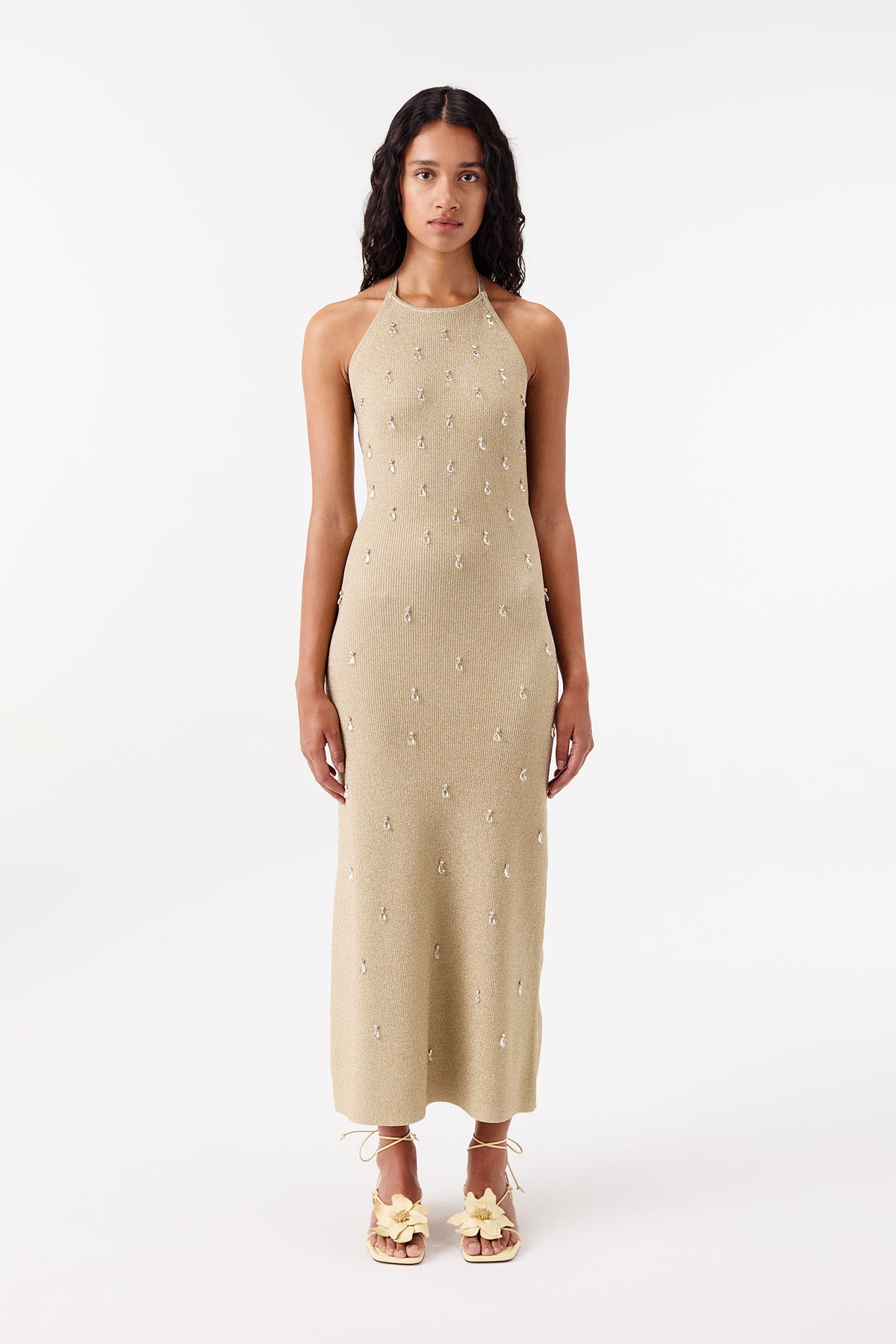 Vestido largo de punto para atar
