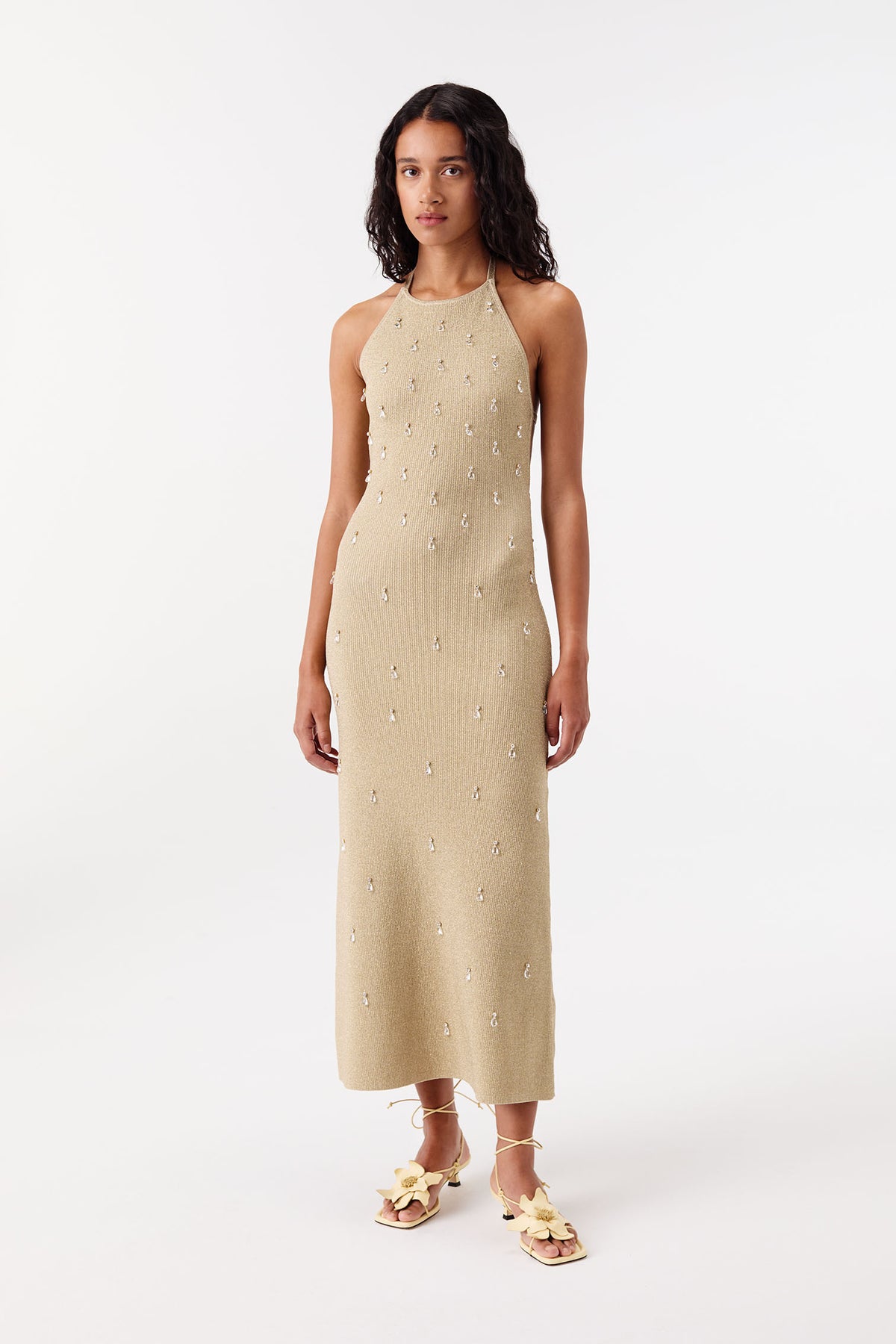 Vestido largo de punto para atar