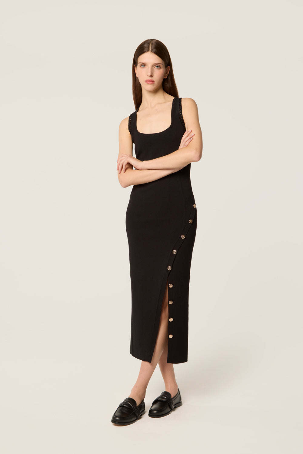 Buttoned slit dress