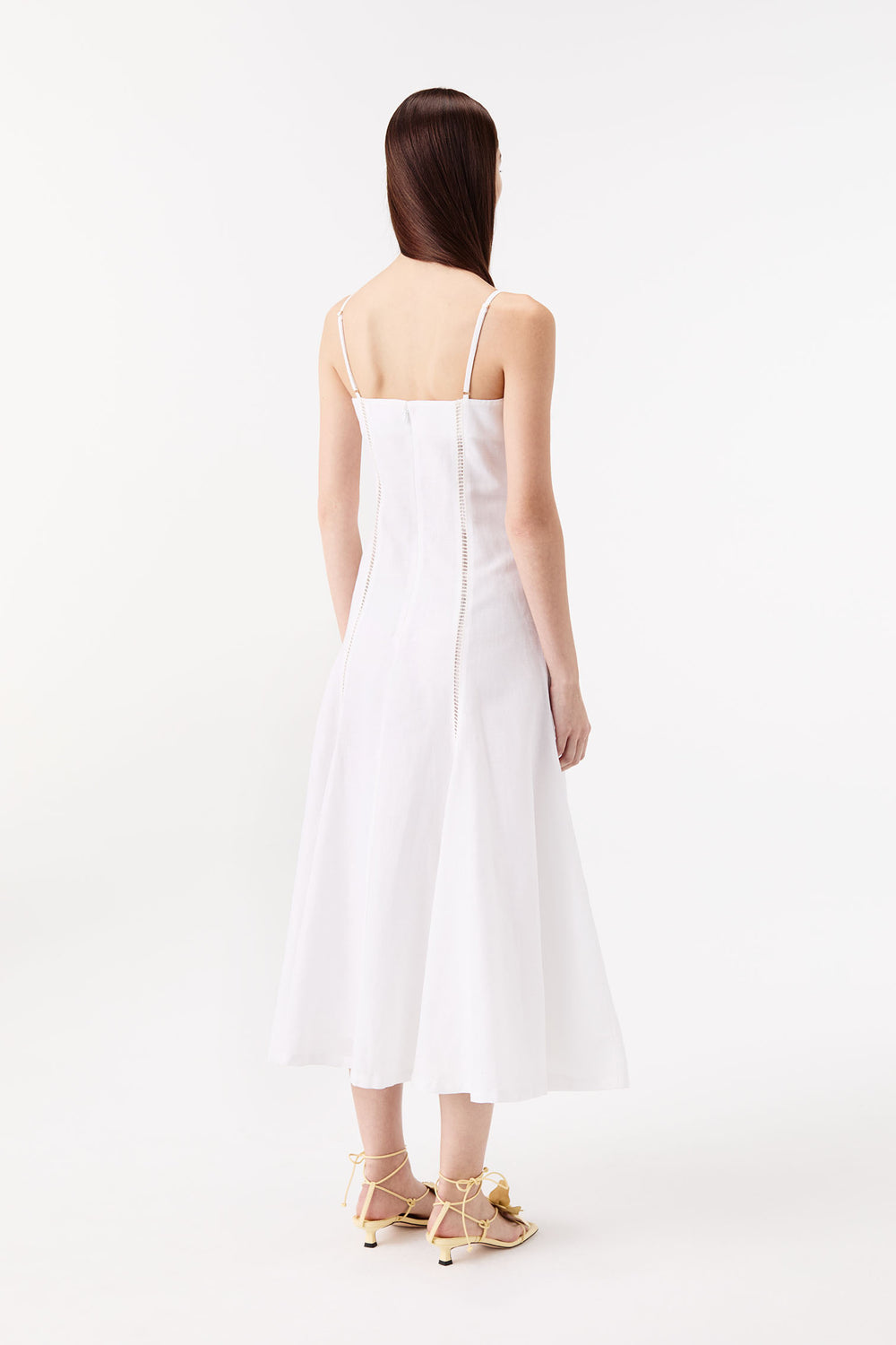 Long dress with a floral-embellished bodice
