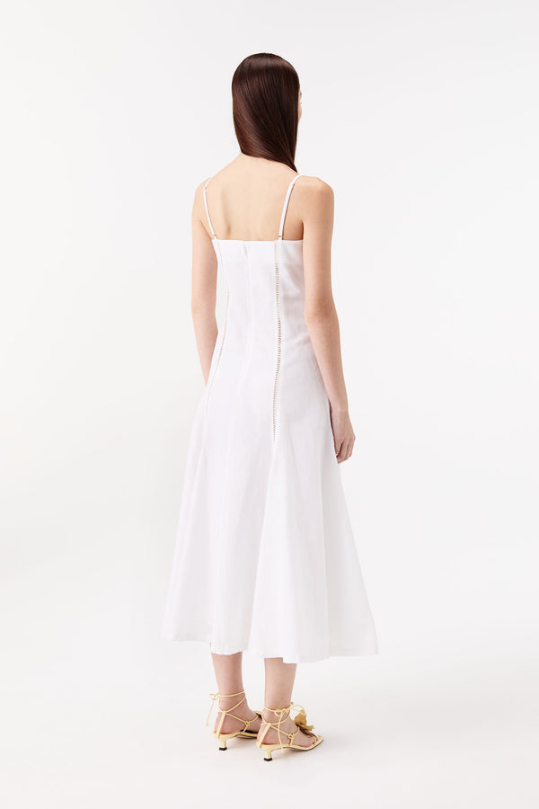 Long dress with a floral-embellished bodice