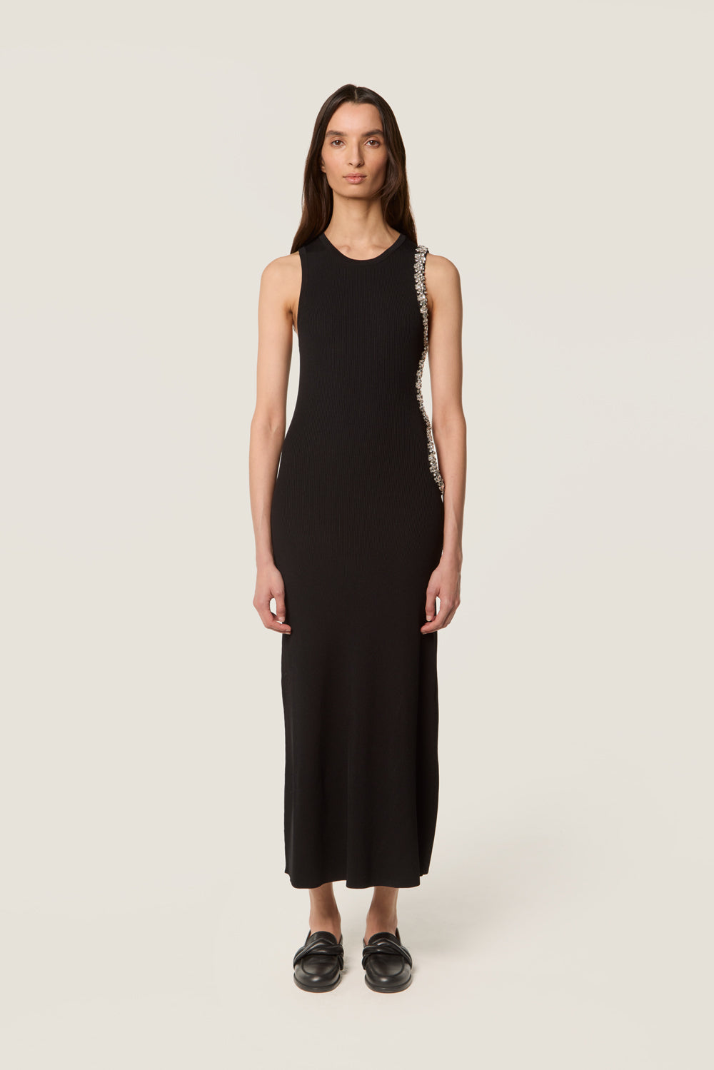 Dress with rhinestone cut-outs