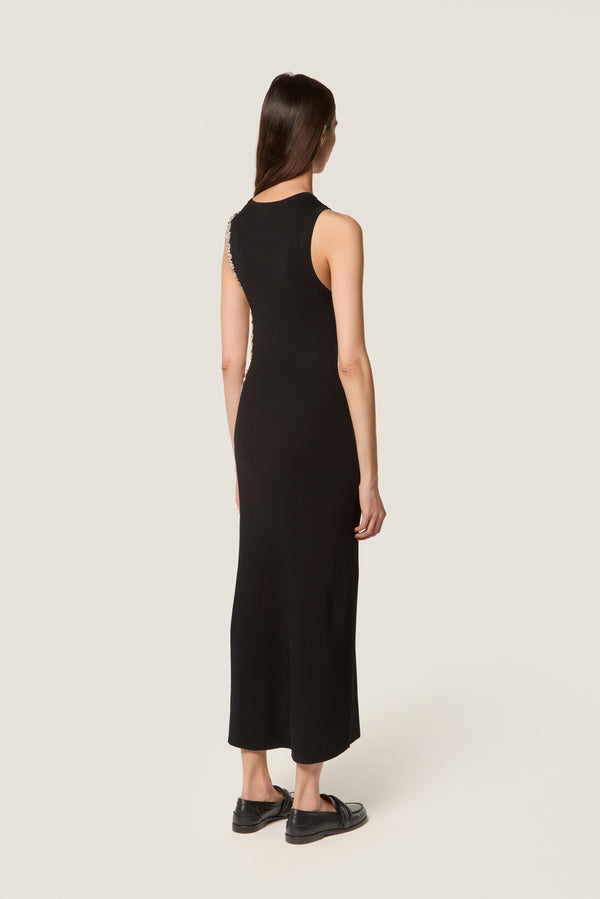 Dress with rhinestone openings
