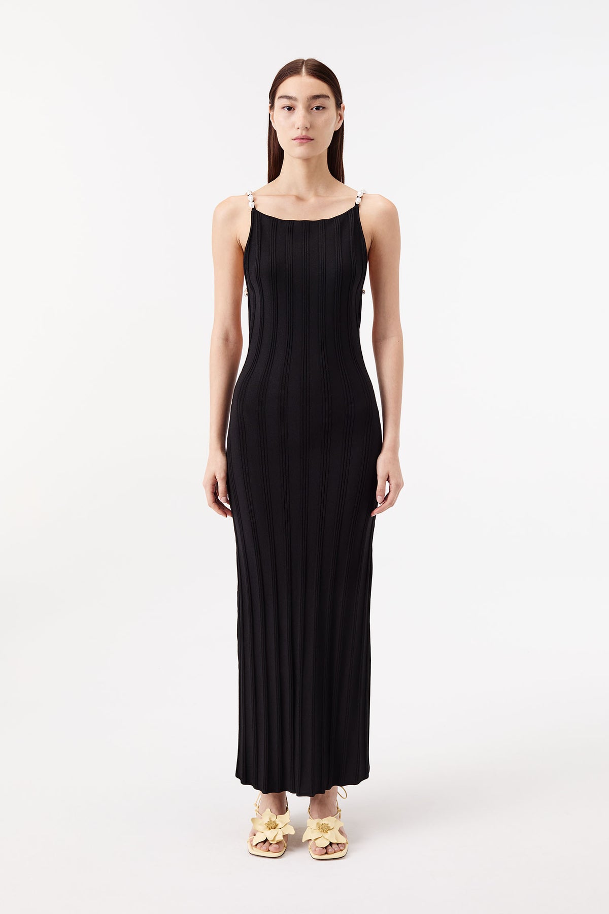 Robe longue en maille dos nu