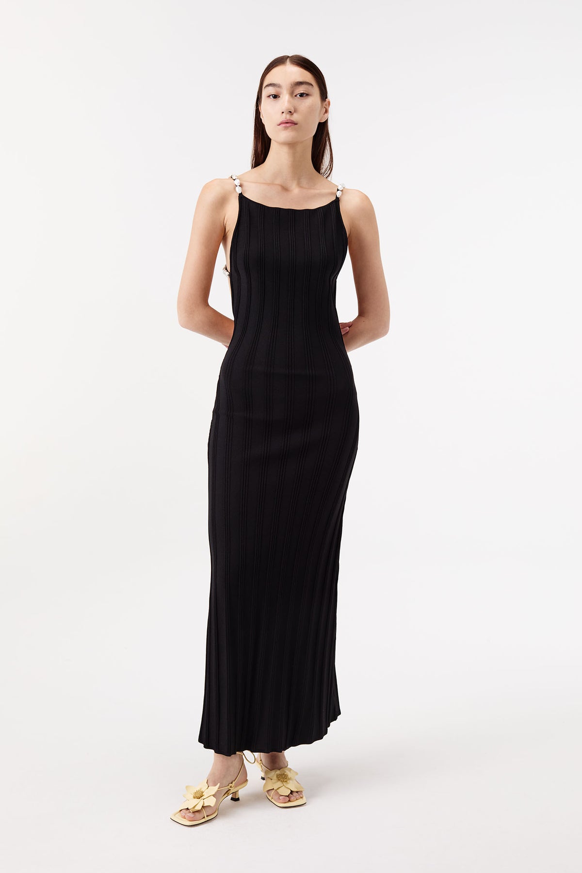 Robe longue en maille dos nu