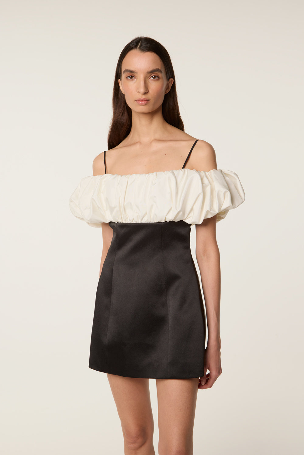 Two-tone satin strapless dress