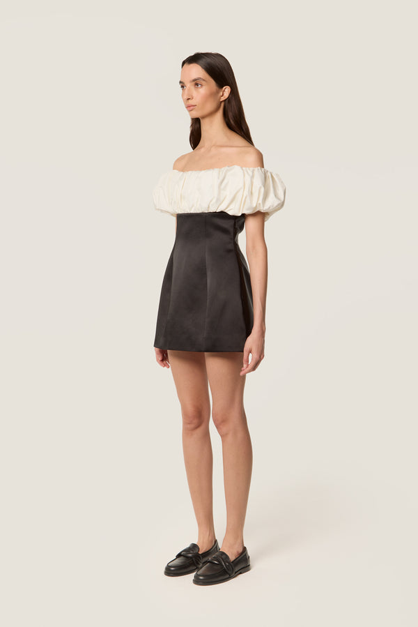 Two-tone satin strapless dress