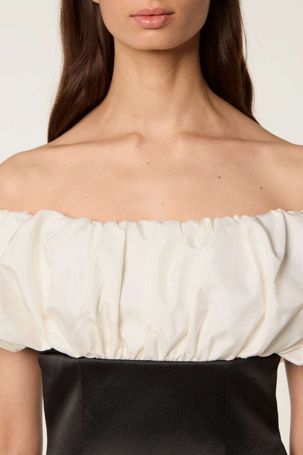 Two-tone satin strapless dress