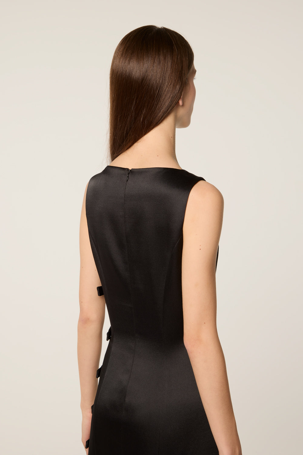 Short black satin dress