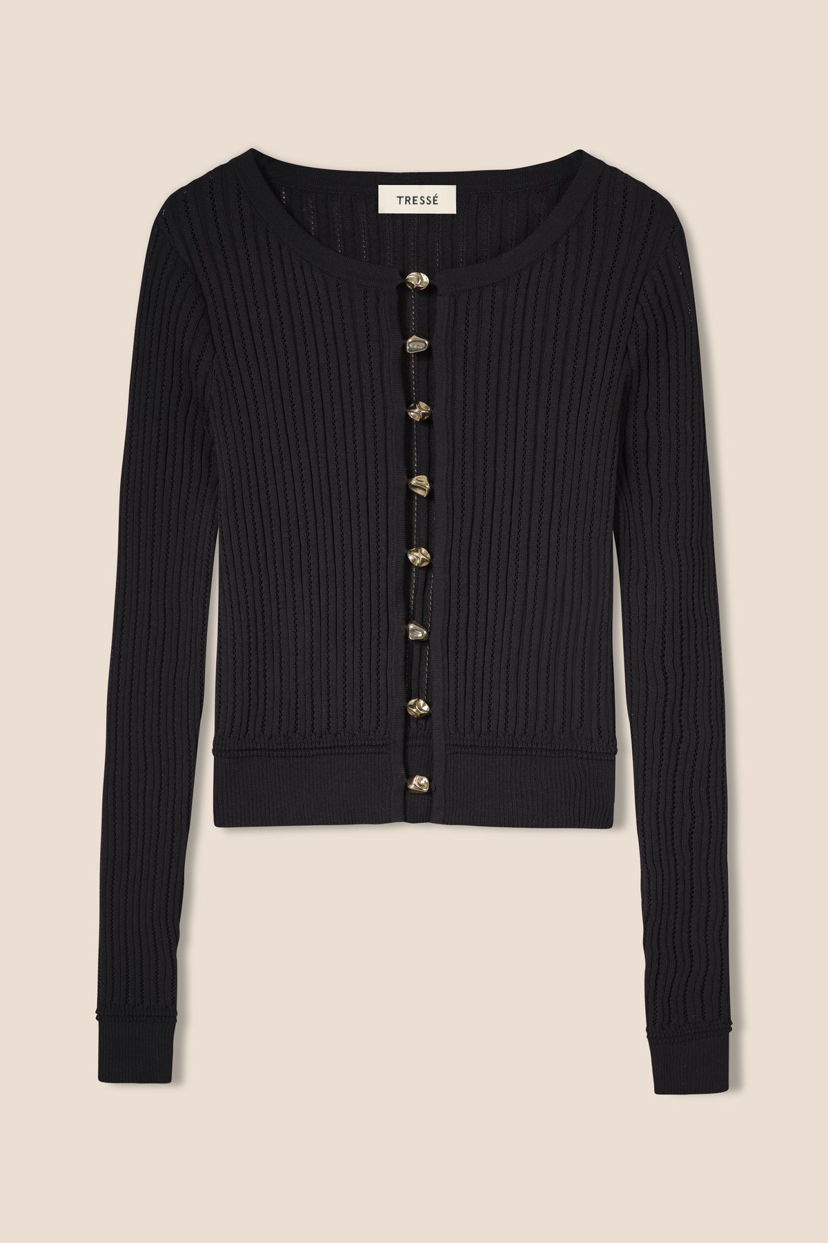 Top en maille à perles dorées