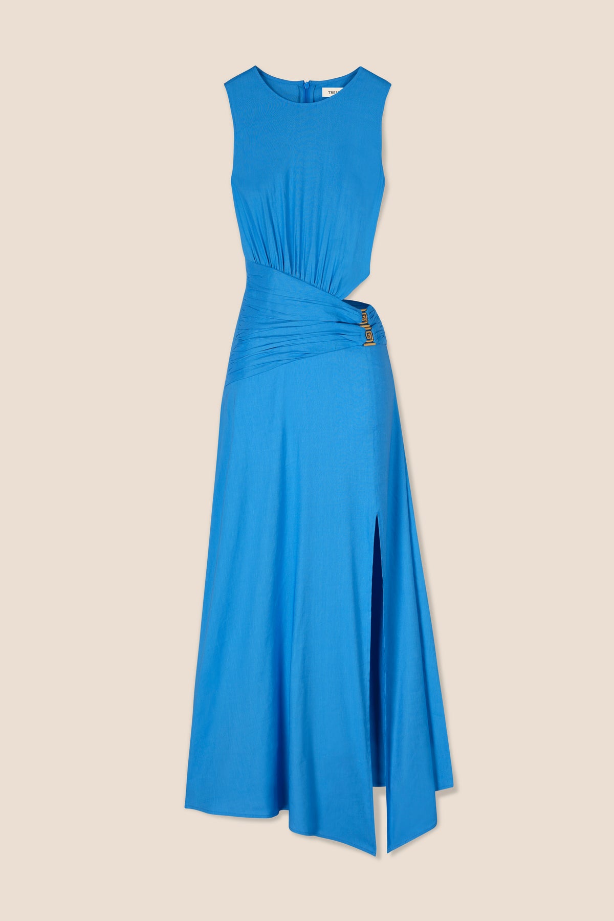 Robe longue plissée à bijoux dorés