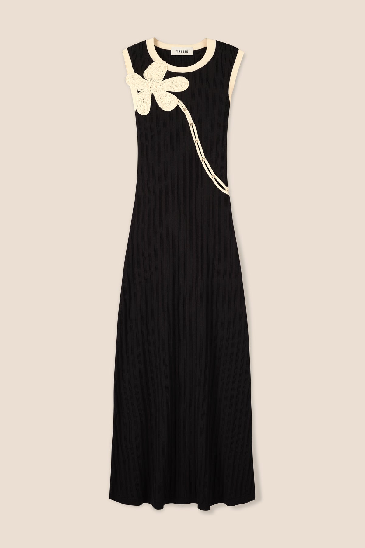 Zweifarbiges Strickkleid mit Öffnung