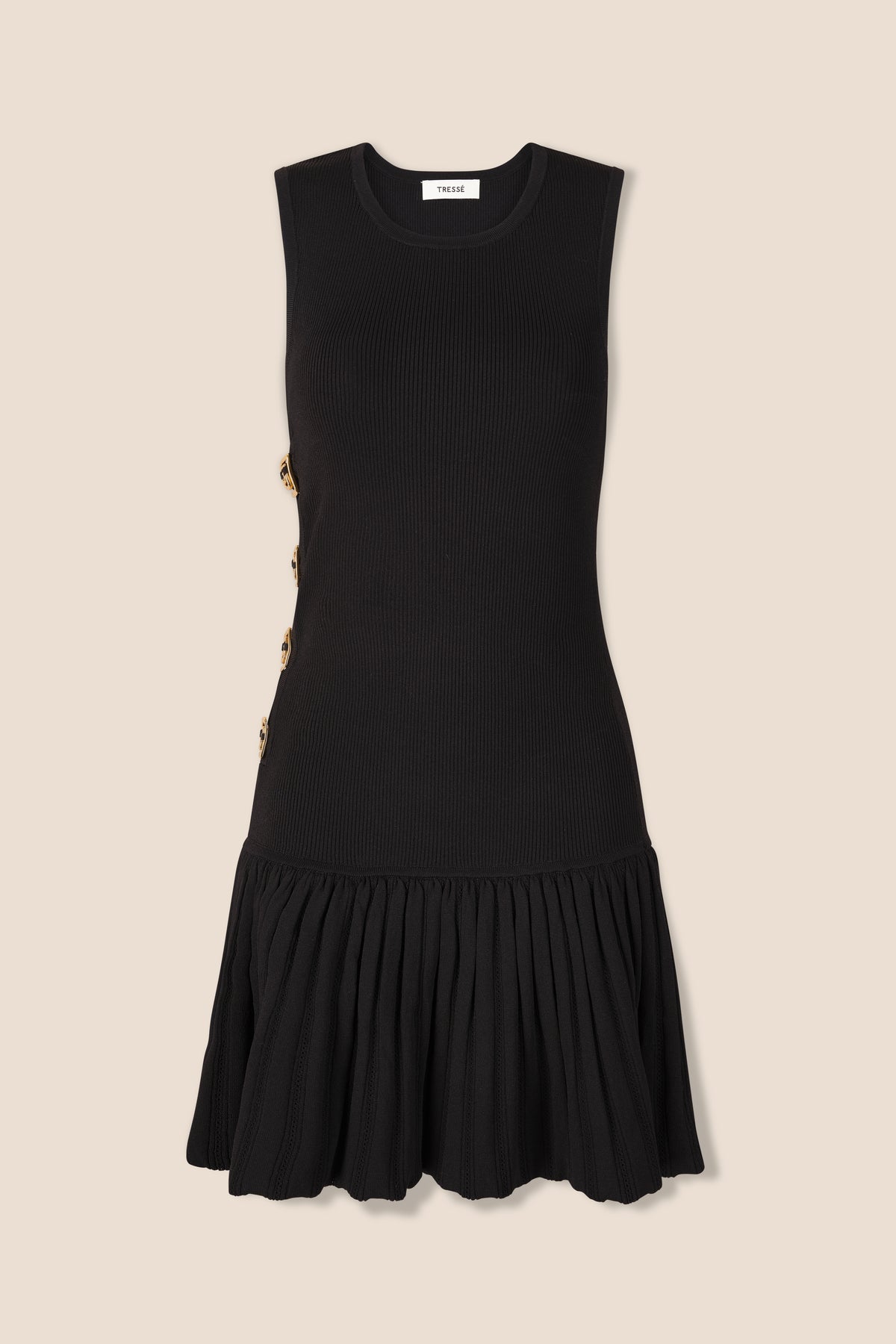 Short pleated knit dress