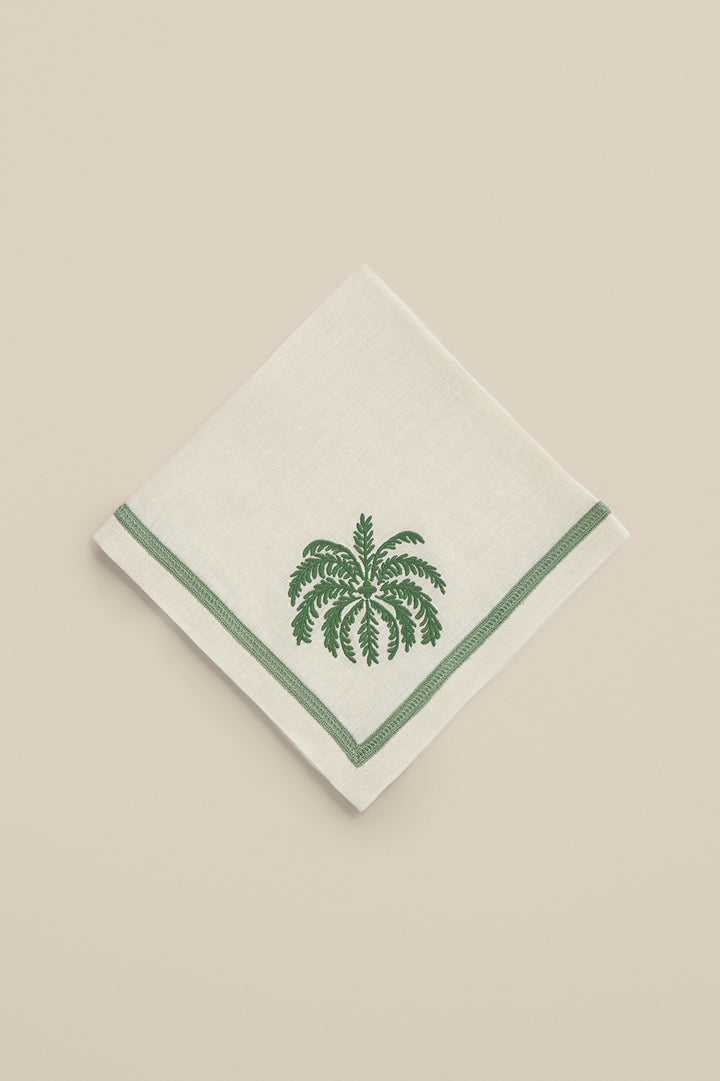 Serviette de table brodée palmier