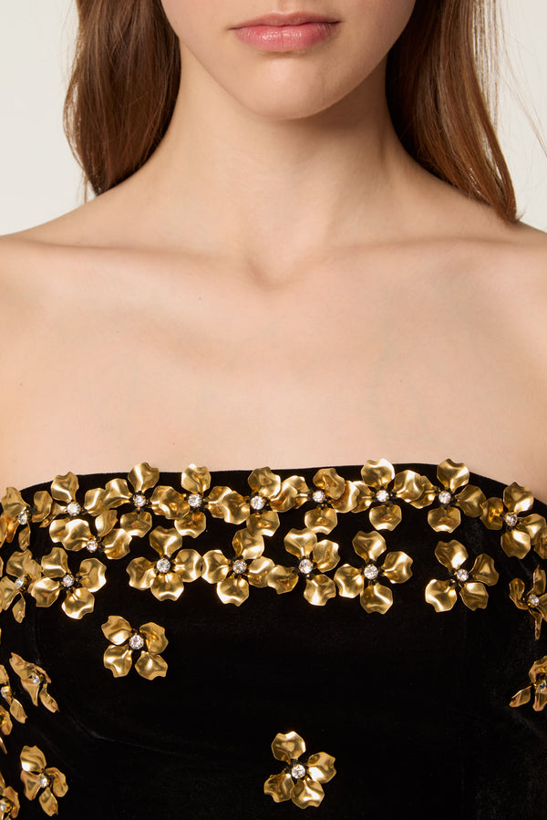 Bustier decorated with golden flowers
