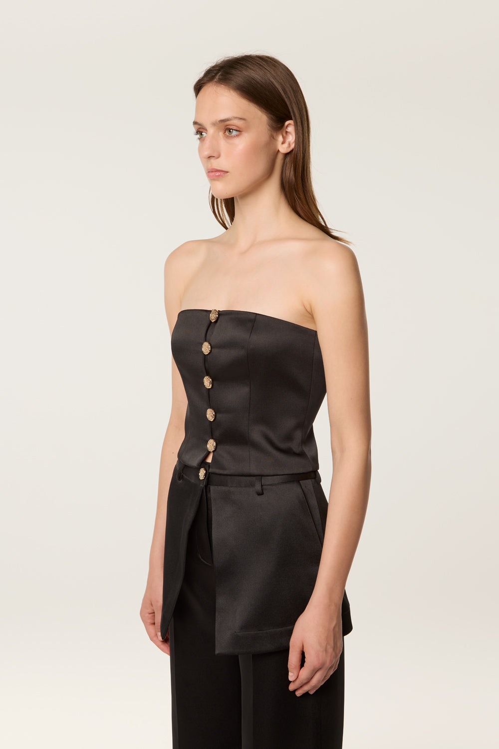 Black satin bustier