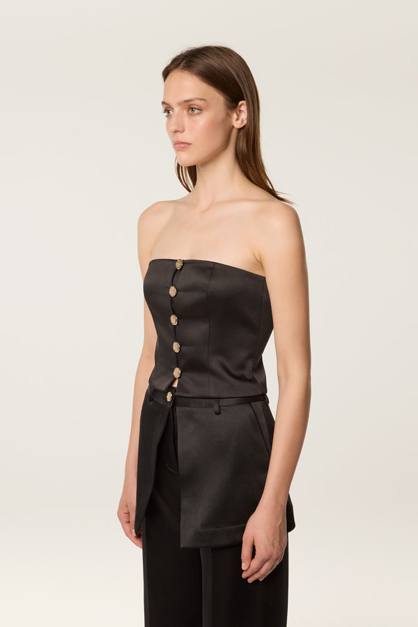 Black satin bustier