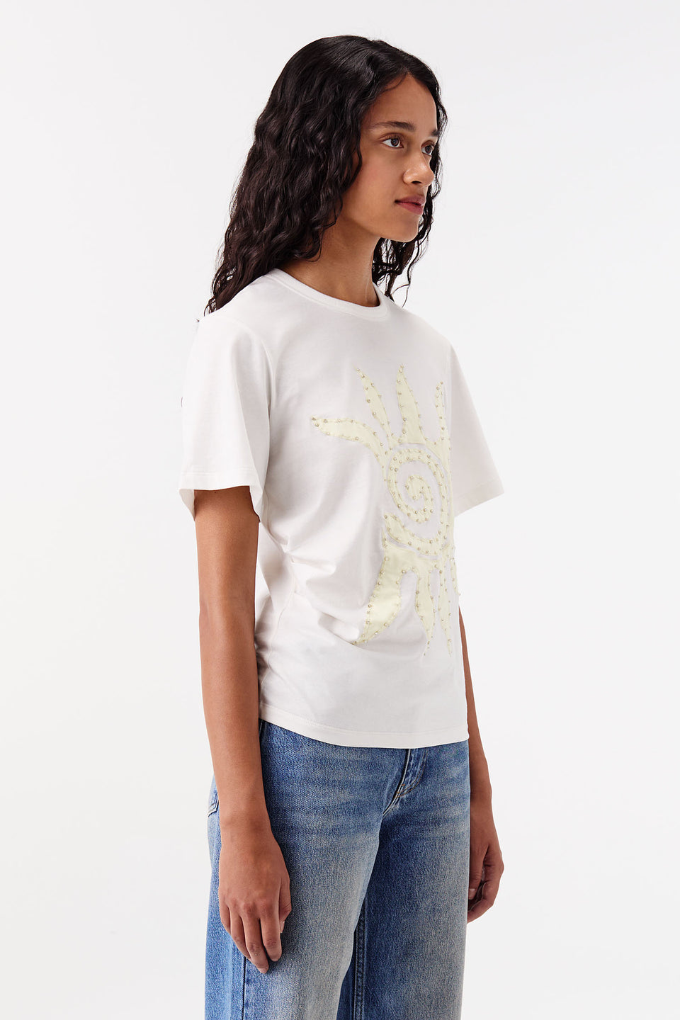 T-shirt cintré à strass brodés