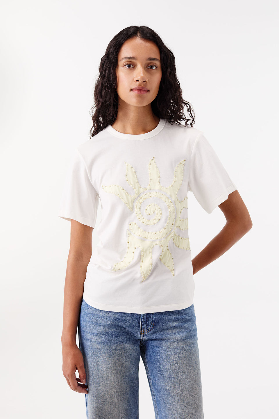 T-shirt cintré à strass brodés