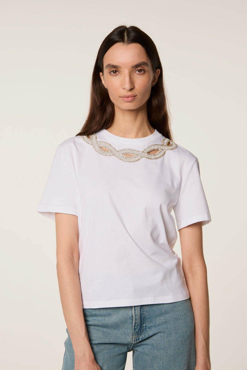 Braided collar T-shirt