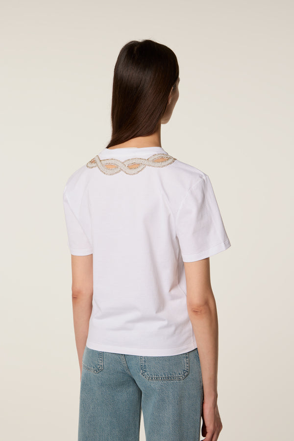 Braided collar T-shirt