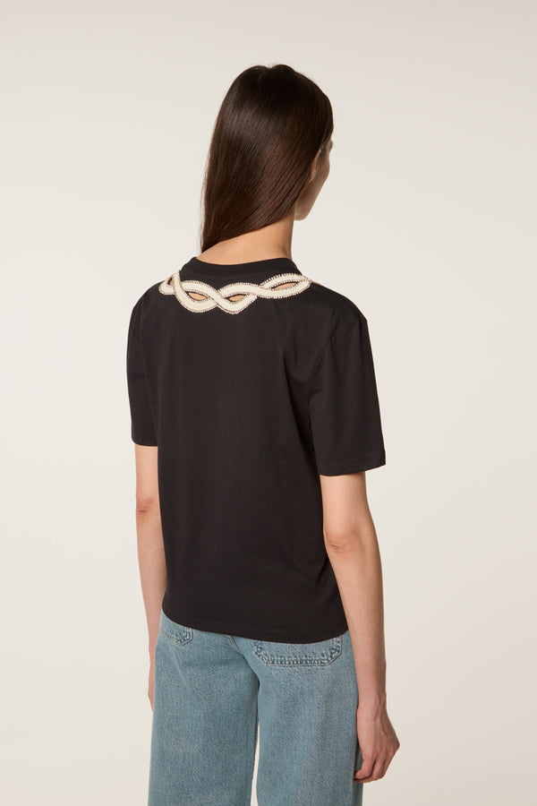 Braided collar T-shirt