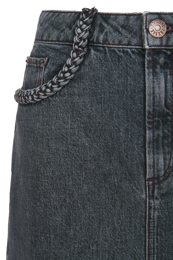 Jupe longue fendue en denim