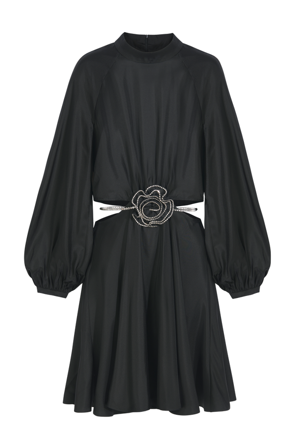 Robe noire à découpes et ceinture strass